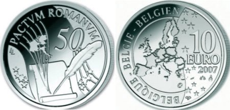 10 Euro Silbermünze Römische Verträge aus Belgien