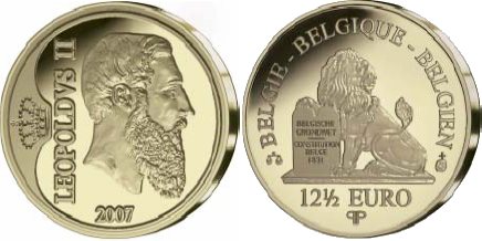 Belgische Goldmünze zu Ehren von Leopold II. Belgische Goldmünze zu Ehren von Leopold II.