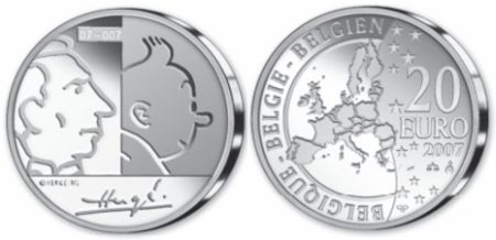 20 Euro Münze Hergé Belgien 2007