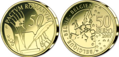 belgische 50 Euro Goldmünze Römische Verträge