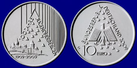 Siegerentwurf: 10 Euro Gedenkmünze Jugendherbergen