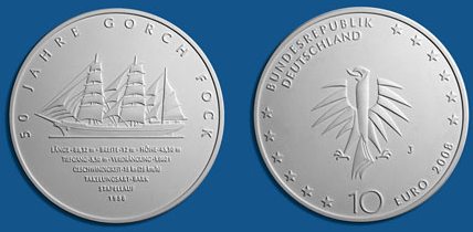Siegerentwurf 10 Euro Münze Gorch Fock