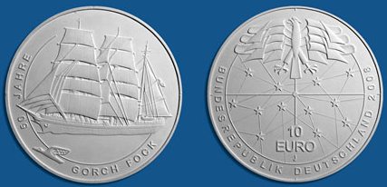 Platz 2 10 Euro Gedenkmünze Gorch Fock