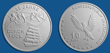 4. Platz 10 Euro Gedenkmünze Gorch Fock