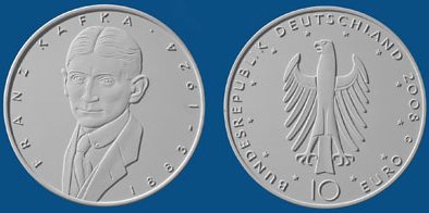 2. Platz 10 Euro Gedenkmünze Kafka