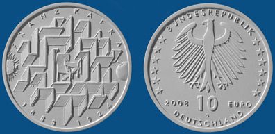 3. Platz 10 Euro Münze Kafka 2008
