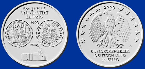 deutschland-10-euro-leipzig-1-2009 Siegerentwurf 10 Euro Münze Uni Leipzig