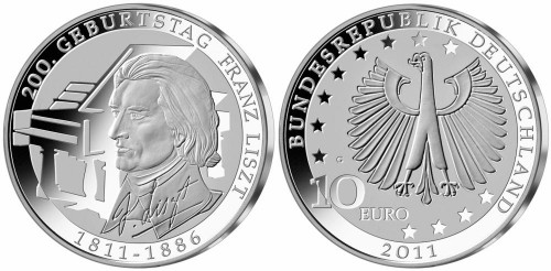 10 Euro Münze Franz Liszt 2011