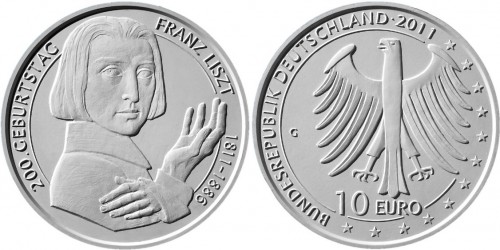 3. Platz - 10 Euro Gedenkmünze Liszt