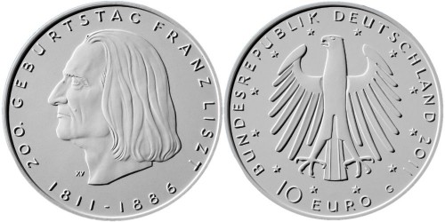 Entwurf 10 Euro Münze Franz Liszt