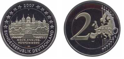 2 Euro Gedenkmünze Schweriner Schloss 2007