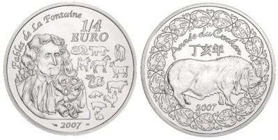 1/4 Euro Gedenkmünze Jahr des Schweines 2007