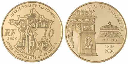 10 Euro Münze Triumphbogen Frankreich 2006 10 Euro Münze Triumphbogen Frankreich 2006