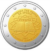 Griechische 2 Euro Münze Römische Verträge