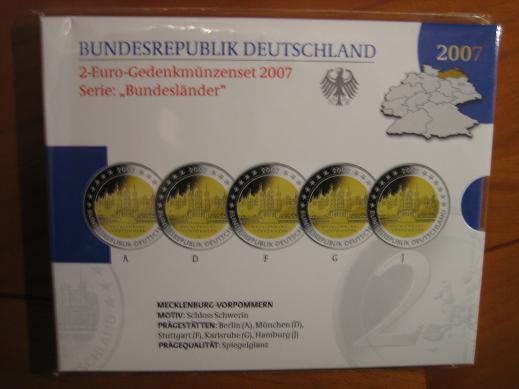 2 Euro Gedenkmünzen-Set Mecklenburg-Vorpommern 2007