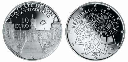 10 Euro Silbermünze Römische Verträge Italien