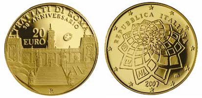 20 Euro Goldmünze Römische Verträge Italien