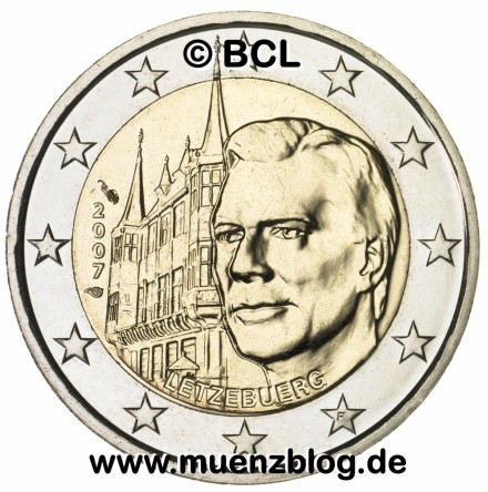 2 Euro Gedenkmünze Großherzogliches Palais Luxemburg 2007