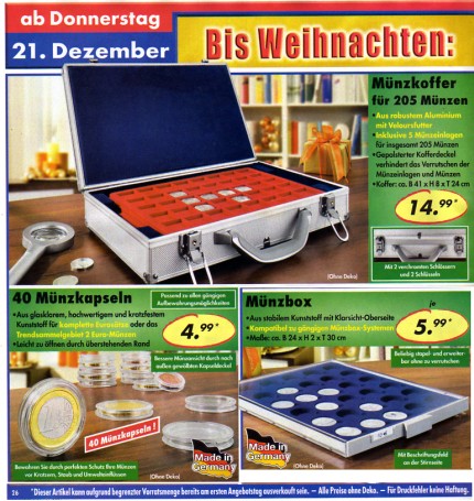 Münzen-Zubehör am 21. Dezember 2006