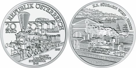 20 Euro Gedenkmünze Südbahn Wien-Triest aus Österreich