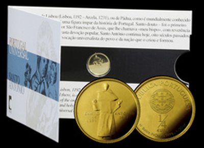 1/4 Euro Goldmünze Santo António aus Portugal