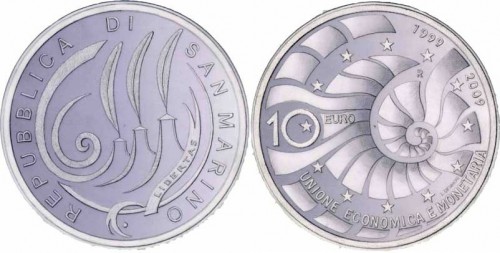 10 Euro Münze Währungsunion San Marino 2009
