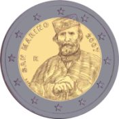 Entwurf der 2 Euro Gedenkmünze Garibladi aus San Marino