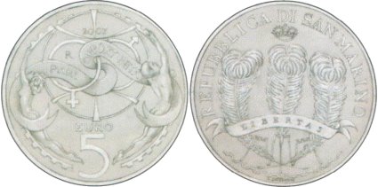 5 Euro Gedenkmünze Chancengleichheit San Marino 5 Euro Gedenkmünze Chancengleichheit San Marino