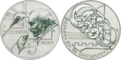 5 Euro Münze Arturo Toscanini 5 Euro Münze Arturo Toscanini