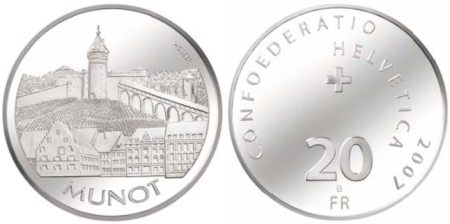 20 Franken Münze Munot Schweiz
