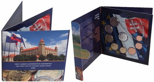 Erster Euro-Kursmünzensatz der Slowakei