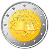2 Euro Münze Römische Verträge aus Slowenien