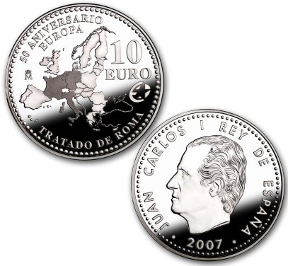 10 Euro Münze Römische Verträge aus Spanien