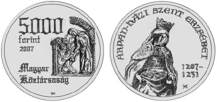 5000 Forint Münze Heilige Elisabeth 2007