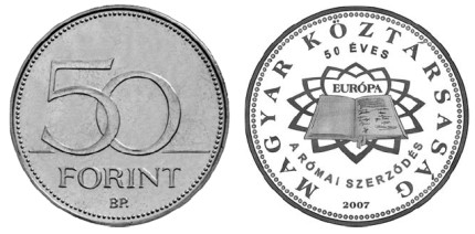 50 Forint Münze 50 Jahre Römische Verträge 2007